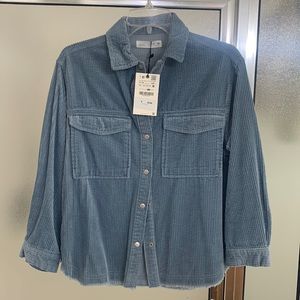 New! Zara girls corduroy button up shirt